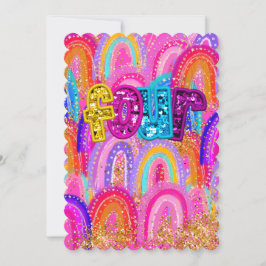 4e Verjaardag Regenboog Pailletten Bedankkaart