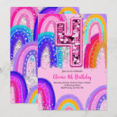 4e verjaardag regenboog plezier kleurrijk kaart (Voorkant / Achterkant)