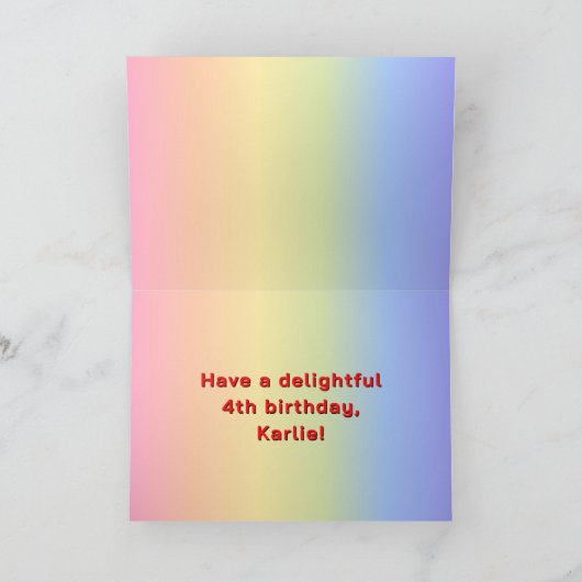 4e verjaardag: regenboogtekst, aangepaste foto's & kaart (Binnen)