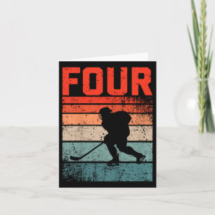 4e Verjaardag Retro IJshockey 4 Jaar Oud Jongensme Kaart