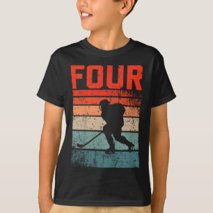 4e Verjaardag Retro IJshockey 4 Jaar Oud Jongensme T-shirt