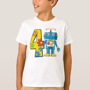 4e verjaardag Robot T-shirt