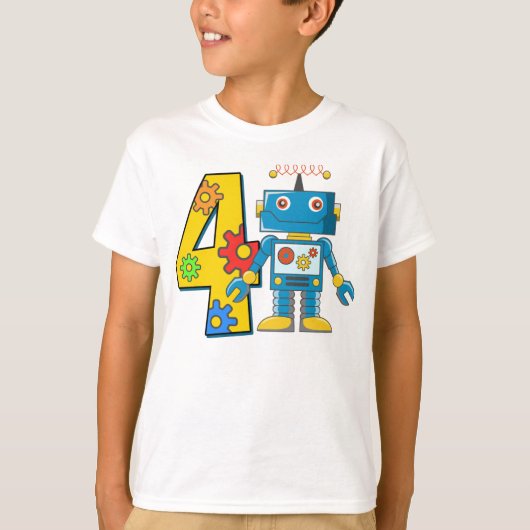 4e verjaardag Robot T-shirt (Voorkant)