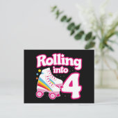 4e verjaardag Roller Skate 4 jaar oud schaatsen Briefkaart (Staand voorkant)