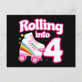 4e verjaardag Roller Skate 4 jaar oud schaatsen Briefkaart (Voorkant)