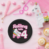 4e verjaardag rolschaatsen 4 jaar oud Schaats Papieren Bordje (Feest)