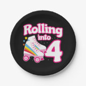 4e verjaardag rolschaatsen 4 jaar oud Schaats Papieren Bordje (Voorkant)