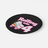 4e verjaardag rolschaatsen 4 jaar oud Schaats Papieren Bordje (Gekanteld)