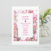 4e verjaardag roze kersen bloemig vierde aangepast kaart (Staand voorkant)