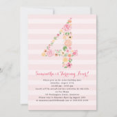 4e Verjaardag Roze Waterverf Bloemen in Nummer 4 Kaart (Voorkant)