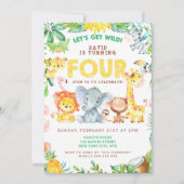 4e Verjaardag Safari Animals Oerwoud Theme Zoo VIE Kaart (Voorkant)