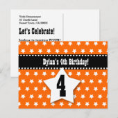 4e Verjaardag Save the Date D001 ORANJE STERREN Aankondigingskaart (Voorkant / Achterkant)