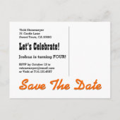 4e Verjaardag Save the Date D001 ORANJE STERREN Aankondigingskaart (Achterkant)