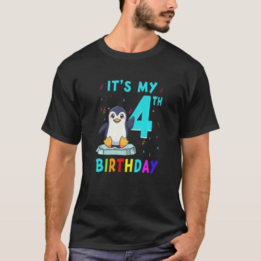 4e verjaardag schattige pinguïn verjaardag 4 jaar  t-shirt (Voorkant)