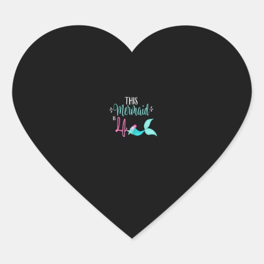 4e verjaardag Shirt Zeemeermeisje Hart Sticker (Voorkant)