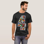 4e verjaardag sport groot nummer vier 4 jaar oude t-shirt (Voorkant volledig)