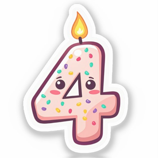 4e verjaardag Sticker (Voorkant)