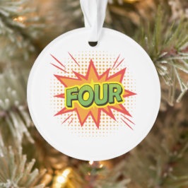4e Verjaardag Superheld rood geel Tekst Elegant Ornament