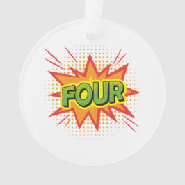 4e Verjaardag Superheld rood geel Tekst Elegant Ornament