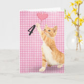 4e verjaardag tabby kat kaart (Gele Bloem)