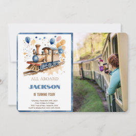 4e verjaardag trein foto kaart