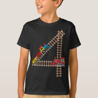4e Verjaardag Trein Spoorweg Thema 4 jaar oude Kin T-shirt