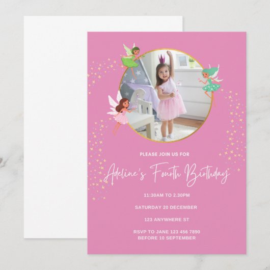 4e verjaardag uitnodiging (Voorkant / Achterkant)