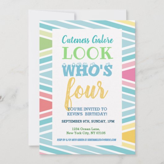 4e verjaardag uitnodiging Gezegden (Voorkant)