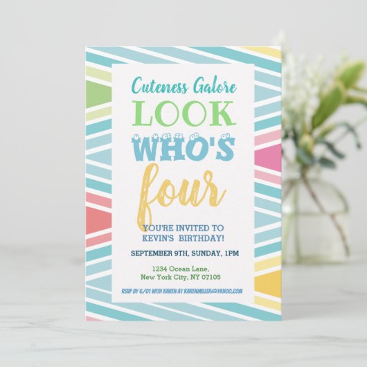 4e verjaardag uitnodiging Gezegden (Staand voorkant)