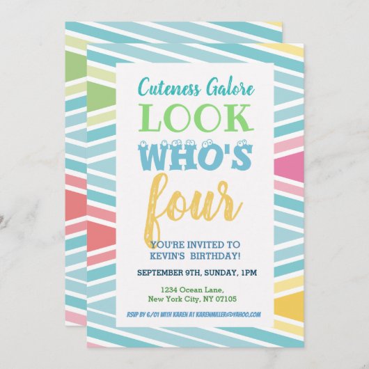 4e verjaardag uitnodiging Gezegden (Voorkant / Achterkant)