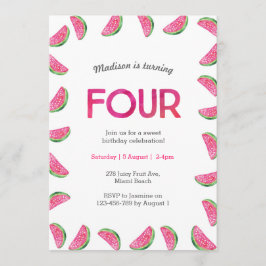4e verjaardag uitnodiging | tropische watermeloen