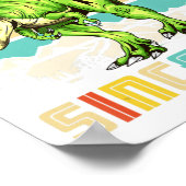 4e verjaardag van de 4-jarige jongen van Dinosaur  Poster (Hoek)