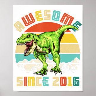 4e verjaardag van de 4-jarige jongen van Dinosaur Poster