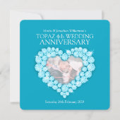 4e verjaardag van de blauwe gem bruiloft in topaz kaart (Voorkant)
