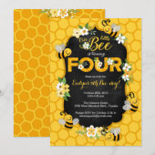4e verjaardag van de uitnodiging van de partij Bee (Voorkant / Achterkant)