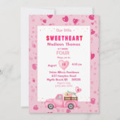 4e verjaardag van de uitnodiging van de roze vrach (Voorkant)