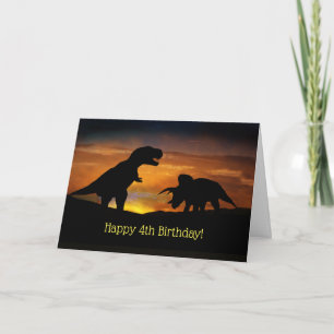 4e verjaardag van Dinosaur Kaart