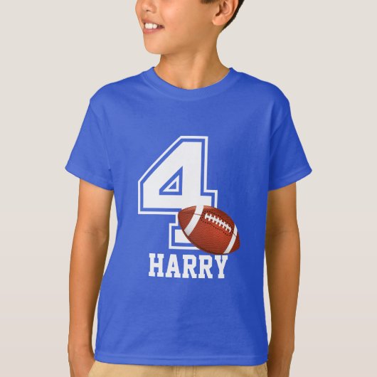 4e verjaardag van het football van de jongen van d t-shirt (Voorkant)