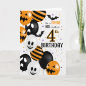 4e verjaardag van het kind op Halloween ballonnen Kaart (Voorkant)