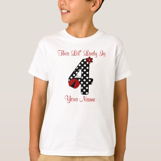 4e verjaardag van Ladybug Gepersonaliseerd T-shirt (Voorkant)