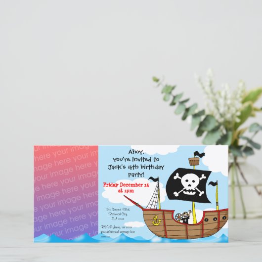 4e verjaardag van piratenpartij uitnodigingen (Staand voorkant)