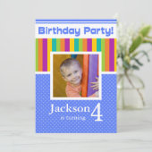 4e verjaardag van uitnodigingen van het feest Fun  (Staand voorkant)