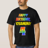 4e verjaardag — Vet, Plezier, Regenboog 4, Aangepa T-shirt (Voorkant)