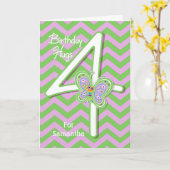 4e verjaardag vlinder — Aangepast Kaart (Gele Bloem)