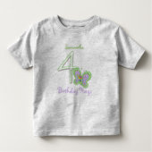4e verjaardag vlinder — Aangepaste naam Kinder Shirts (Voorkant)