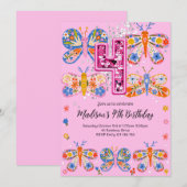 4e verjaardag vlinder kaart (Voorkant / Achterkant)