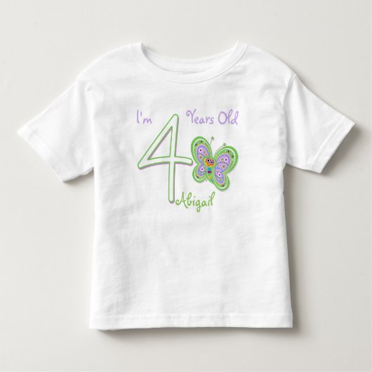 4e verjaardag vlinder kinder shirts (Voorkant)