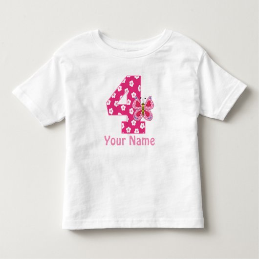 4e Verjaardag Vlindermeisjes Gepersonaliseerd Shir Kinder Shirts (Voorkant)