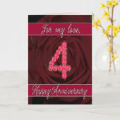 4e verjaardagkaart met rozen en bladeren kaart (Gele Bloem)