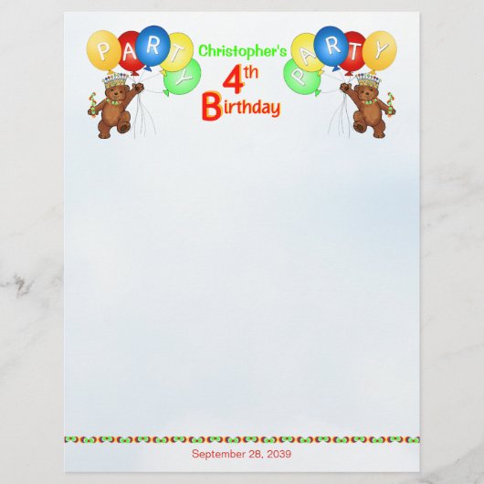 4e Verjaardagsfeest Royal Bear Scrapbook Papier 2 Flyer (Voorkant)